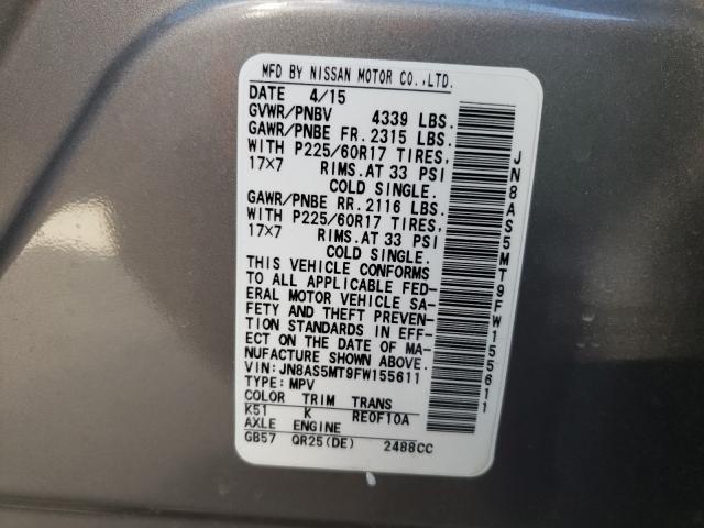 2015 NISSAN ROGUE SELE JN8AS5MT9FW155611