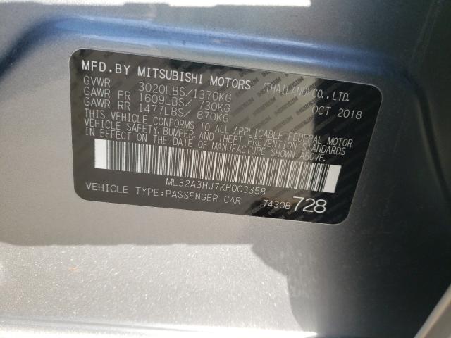 2019 MITSUBISHI MIRAGE ES ML32A3HJ7KH003358
