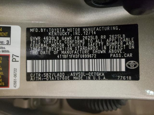 2015 TOYOTA CAMRY 4T1BF1FK0FU899672