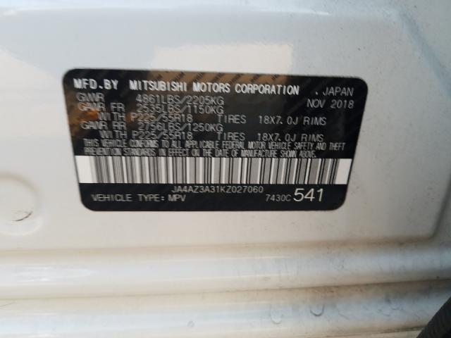 2019 MITSUBISHI OUTLANDER JA4AZ3A31KZ027060