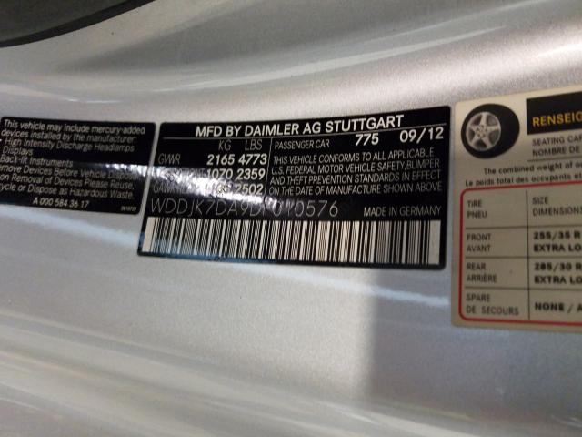 2013 MERCEDES-BENZ SL 550 WDDJK7DA9DF010576