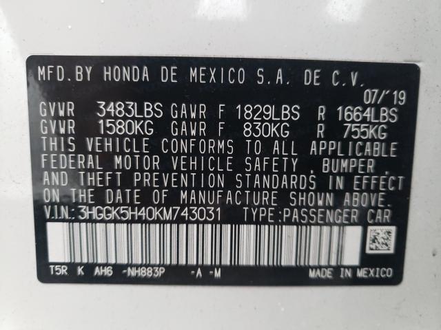 2019 HONDA FIT LX 3HGGK5H40KM743031