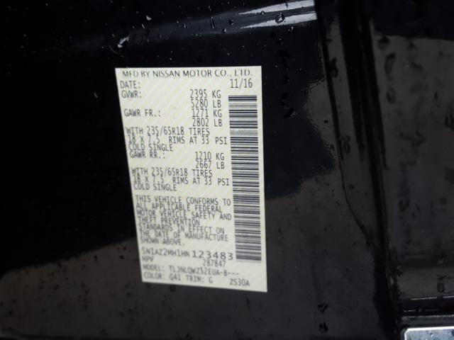 2017 NISSAN MURANO S 5N1AZ2MH1HN123483