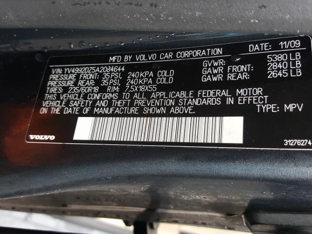 2010 VOLVO XC60 T6 YV4992DZ5A2084644
