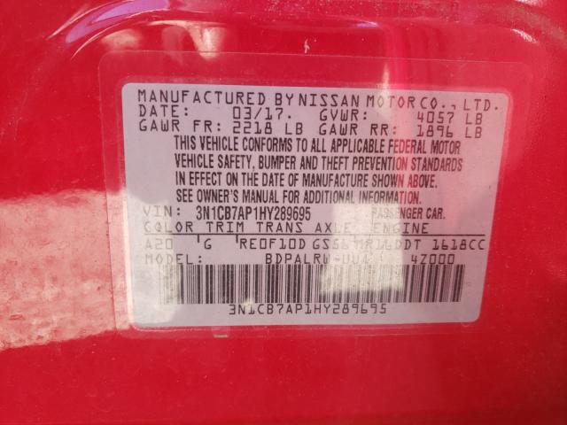 2017 NISSAN SENTRA SR 3N1CB7AP1HY289695