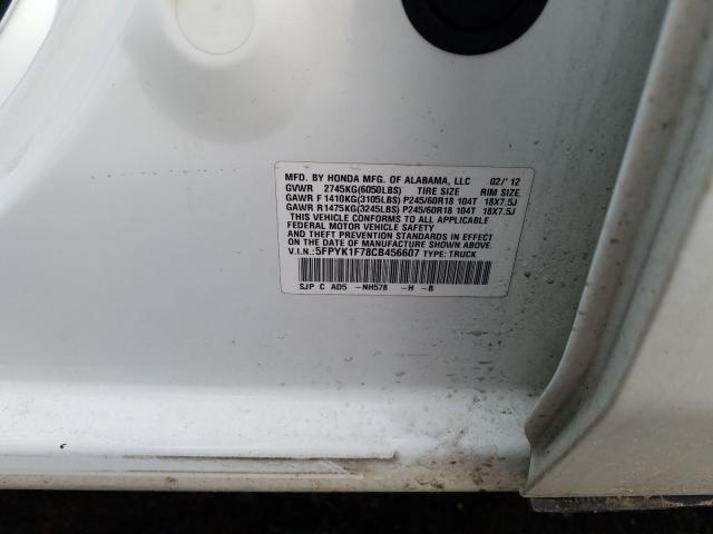 2012 HONDA RIDGELINE 5FPYK1F78CB456607