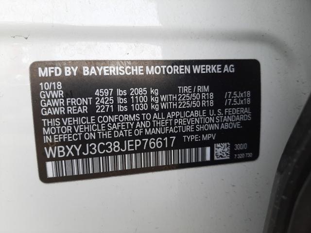 2018 BMW X2 SDRIVE2 WBXYJ3C38JEP76617