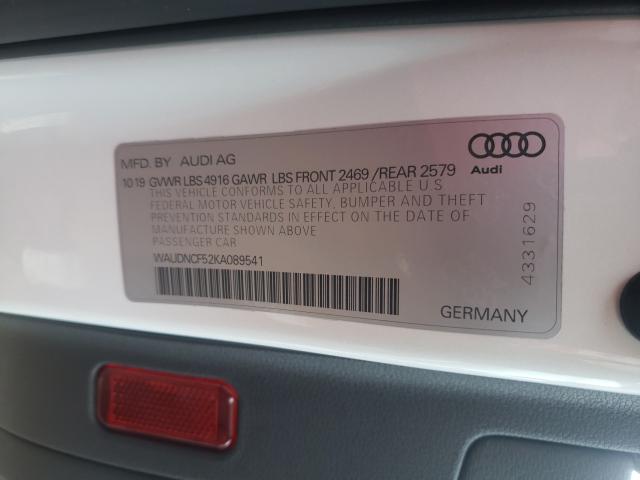 2019 AUDI A5 PREMIUM WAUDNCF52KA089541