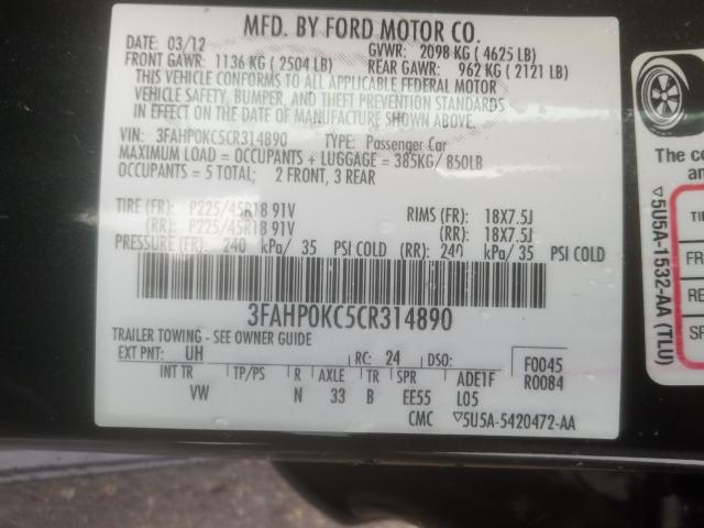 2012 FORD FUSION SPO 3FAHP0KC5CR314890