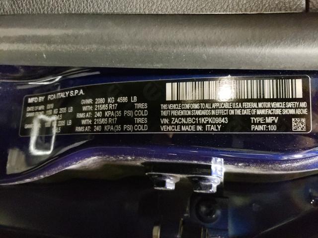 2019 JEEP RENEGADE T ZACNJBC11KPK09843