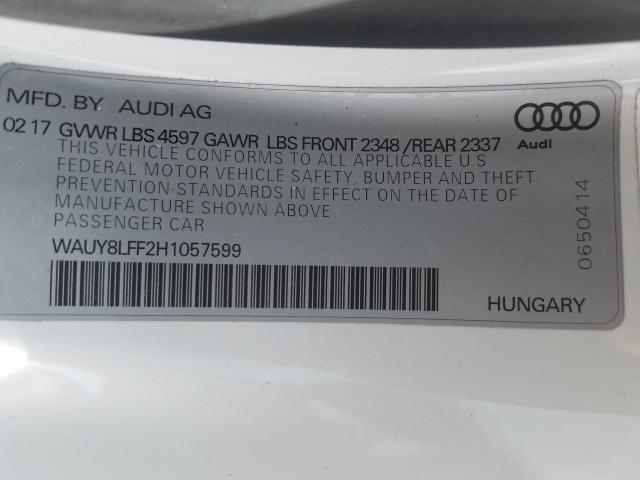 2017 AUDI A3 PREMIUM WAUY8LFF2H1057599