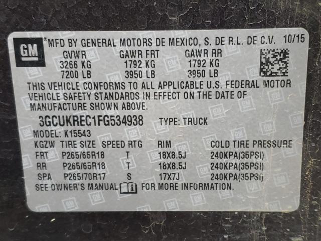 2015 CHEVROLET SILVERADO - 3GCUKREC1FG534938