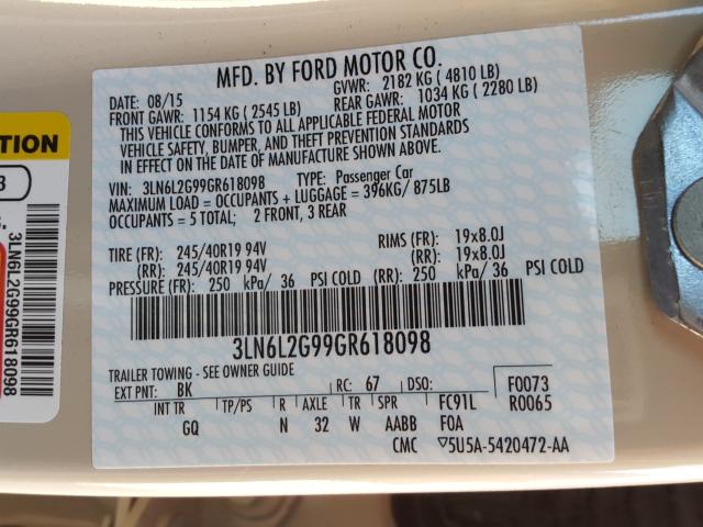 2016 LINCOLN MKZ 3LN6L2G99GR618098
