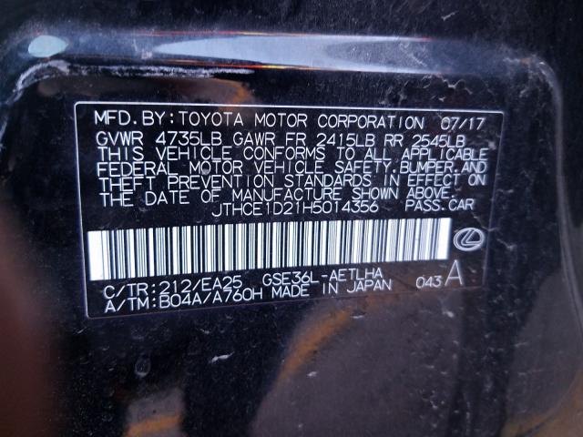2017 LEXUS IS 350 JTHCE1D21H5014356