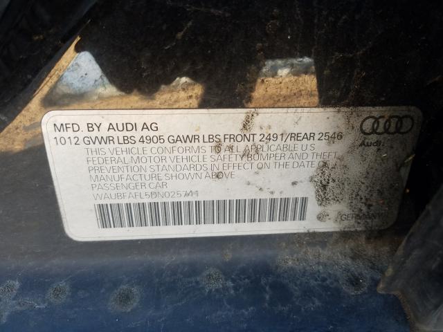 2013 AUDI A4 PREMIUM WAUBFAFL5DN025741