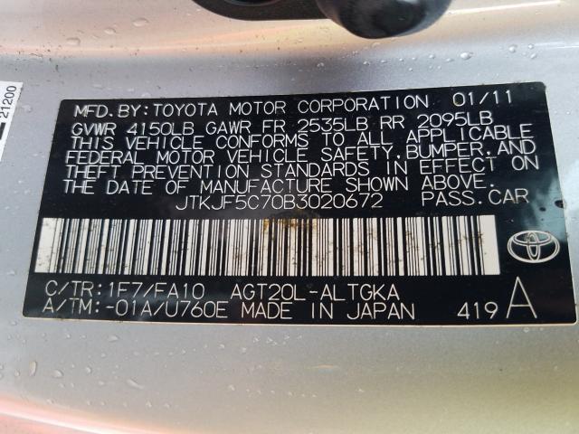 2011 TOYOTA SCION TC JTKJF5C70B3020672