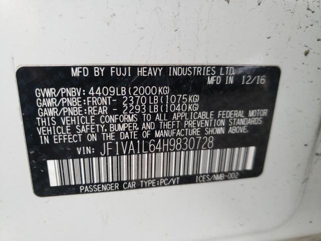 2017 SUBARU WRX LIMITE JF1VA1L64H9830728