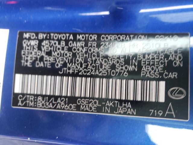 2010 LEXUS IS 250 JTHFF2C24A2510776