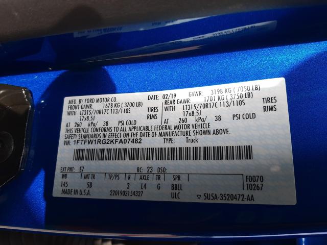 2019 FORD F150 RAPTO 1FTFW1RG2KFA07482