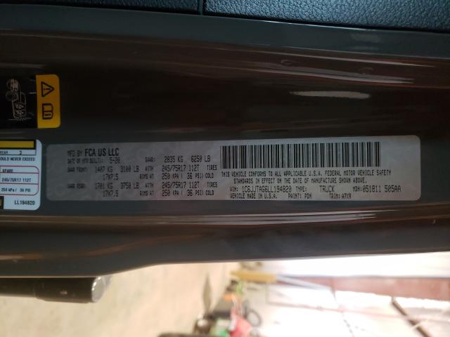 2020 JEEP GLADIATOR 1C6JJTAG6LL194820
