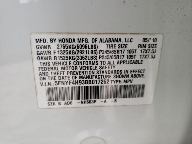 2011 HONDA PILOT TOUR 5FNYF4H93BB017262