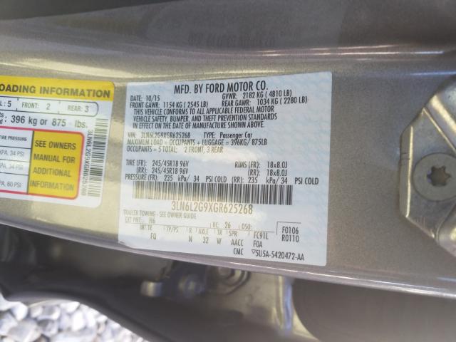 2016 LINCOLN MKZ 3LN6L2G9XGR625268