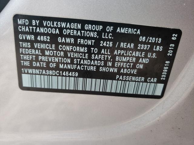 2013 VOLKSWAGEN PASSAT 1VWBN7A38DC145459