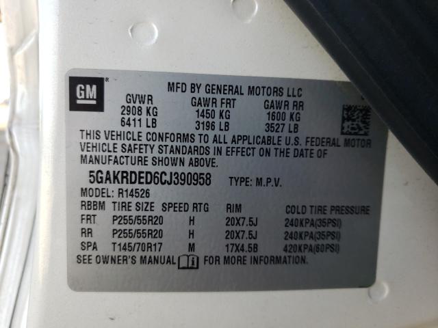 2012 BUICK ENCLAVE 5GAKRDED6CJ390958