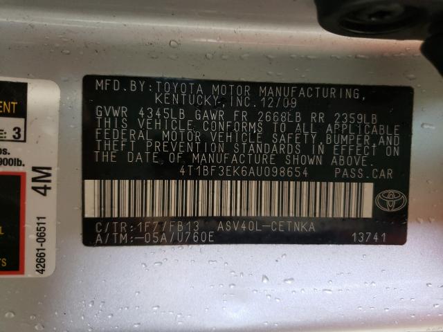 2010 TOYOTA CAMRY BASE 4T1BF3EK6AU098654