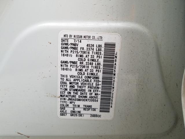 2014 NISSAN ROGUE SELE JN8AS5MV0EW720554