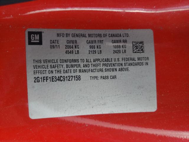 2012 CHEVROLET CAMARO LT 2G1FF1E34C9127158