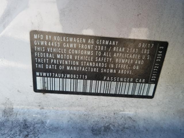 2018 VOLKSWAGEN GOLF R WVWVF7AU9JW062719