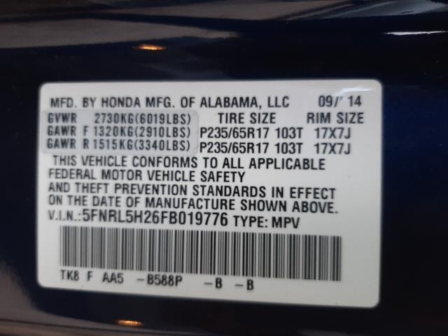 2015 HONDA ODYSSEY LX 5FNRL5H26FB019776