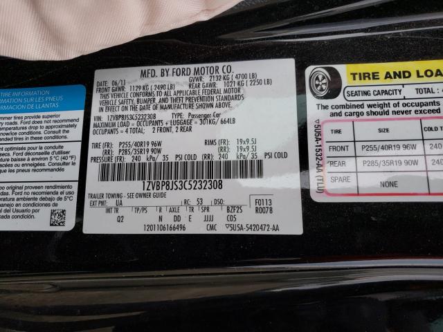 2012 FORD MUSTANG SH 1ZVBP8JS3C5232308
