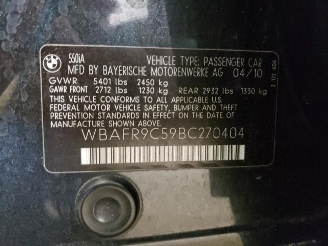 2011 BMW 550 I WBAFR9C59BC270404