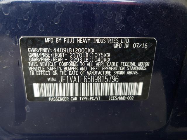 2017 SUBARU WRX PREMIU JF1VA1E65H9815796