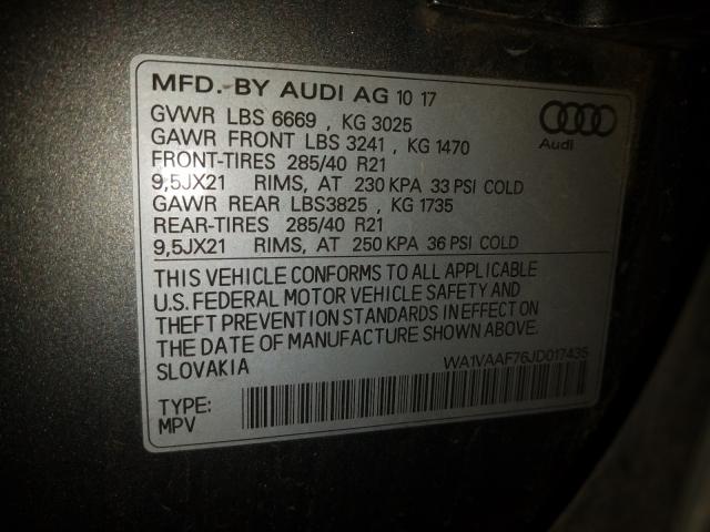 VIN WA1VAAF76JD017435 2018 Audi Q7, Prestige no.10