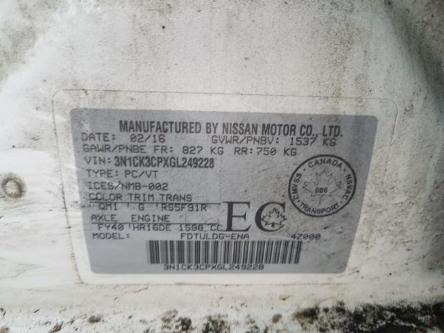 2016 NISSAN MICRA 3N1CK3CPXGL249228