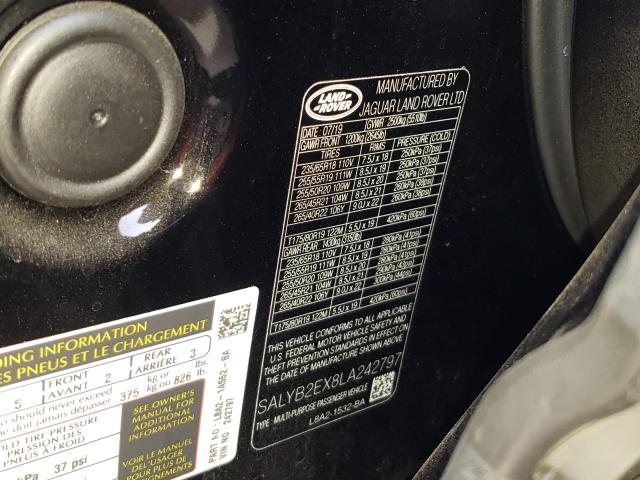 2020 LAND ROVER RANGE ROVE SALYB2EX8LA242797