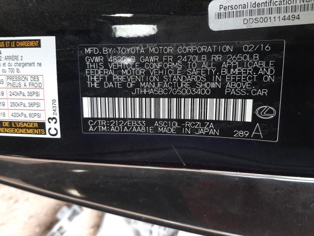 2016 LEXUS RC 200T JTHHA5BC7G5003400