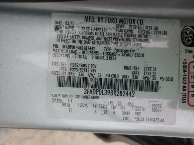 2011 FORD FUSION HYB 3FADP0L39BR282442
