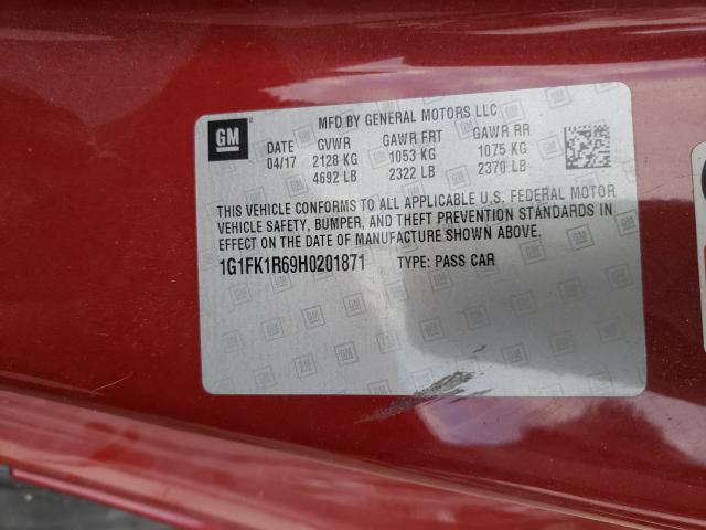 2017 CHEVROLET CAMARO ZL1 1G1FK1R69H0201871