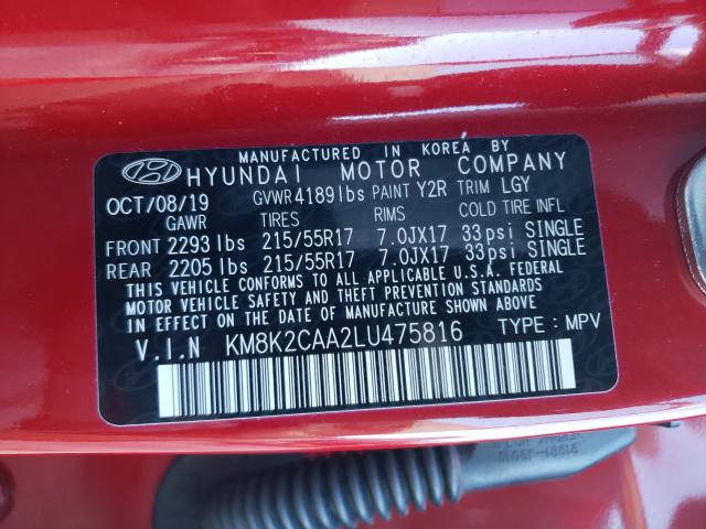 2020 HYUNDAI KONA SEL KM8K2CAA2LU475816