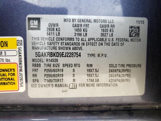 2014 BUICK ENCLAVE 5GAKRBKD9EJ228754