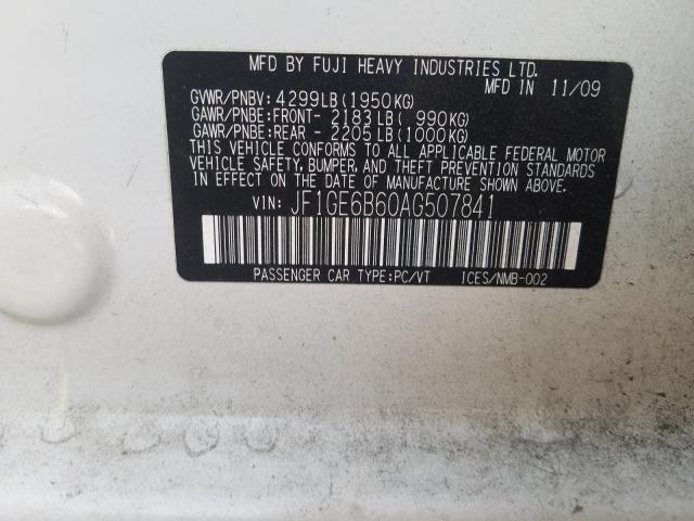 2010 SUBARU IMPREZA 2. JF1GE6B60AG507841