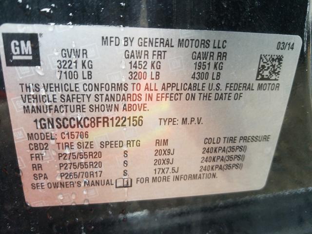 2015 CHEVROLET TAHOE C150 1GNSCCKC8FR122156