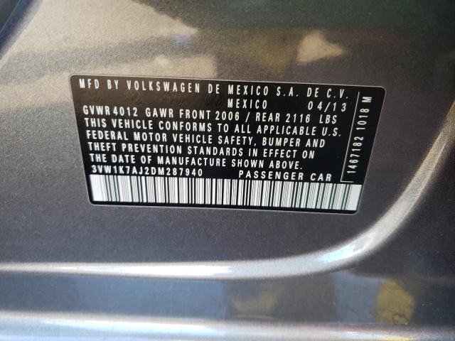 2013 VOLKSWAGEN JETTA BASE 3VW1K7AJ2DM287940