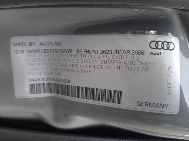 2019 AUDI S5 PRESTIG WAUC4CF54KA025628