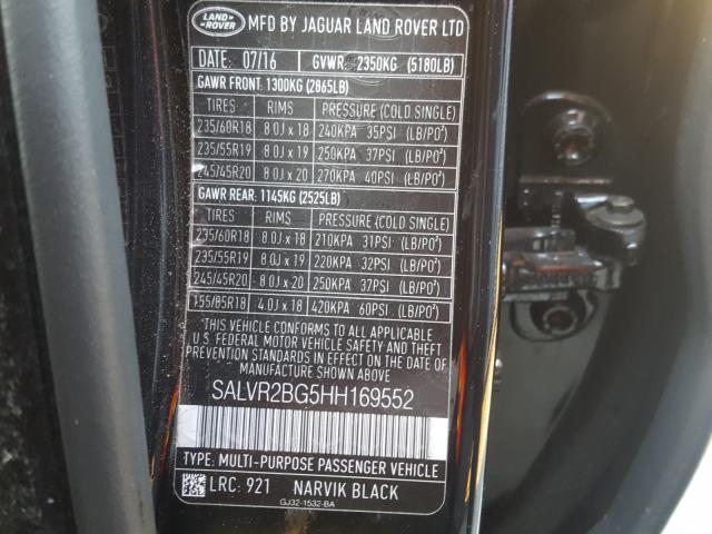 2017 LAND ROVER RANGE ROVE SALVR2BG5HH169552