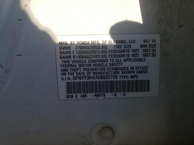 2014 HONDA PILOT EX 5FNYF3H47EB022726